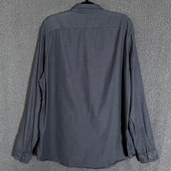 John Varvatos USA Cotton Chambray Snap Button Long Sleeve Shirt - Men's Size XL - Picture 4 of 7